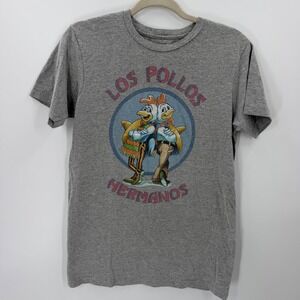Vintage Breaking Bad Los Pollos Hermanos Graphic T-Shirt Medium Gray TV Show